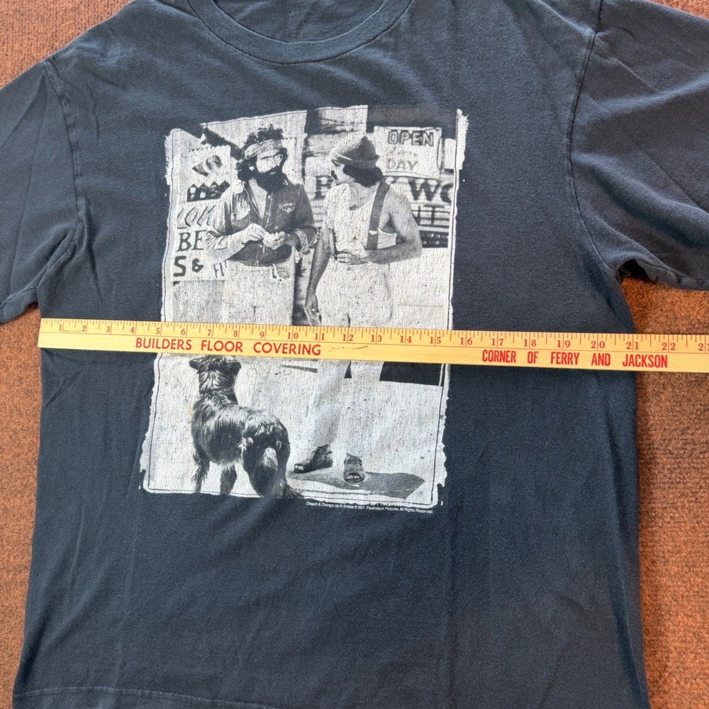 Cheech & Chong Up In Smoke Movie Graphic T-Shirt Mens Large Black Faded Vintage - Picture 3 of 7